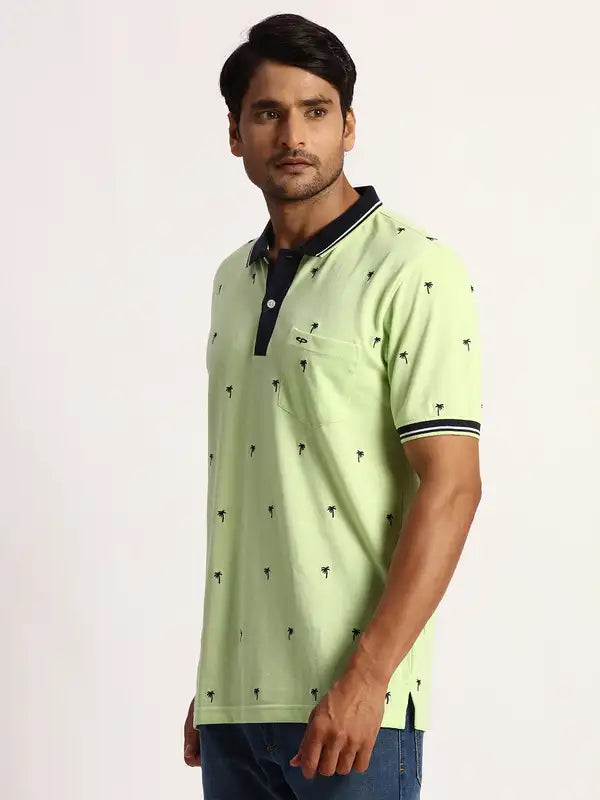 Men Tailored Fit Green T-Shirt