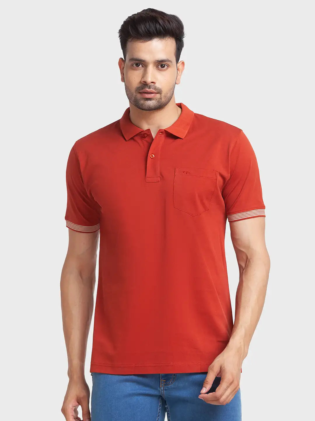 Men Orange Tailored Fit Solid Cotton Half Sleeve T-Shirt – MyRaymond