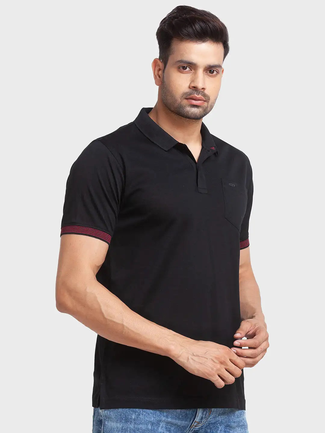 Men Tailored Fit Maroon Polo