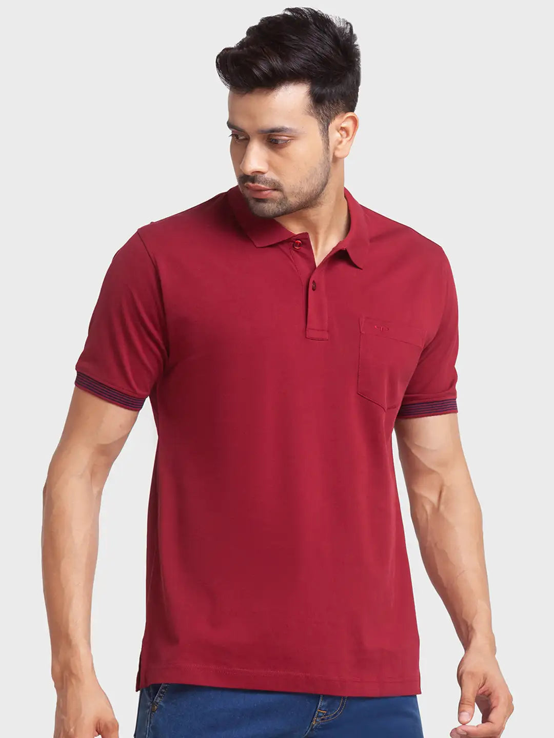 Men Tailored Fit Green Polo