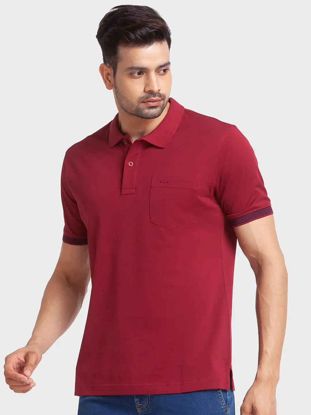 Men Tailored Fit Green Polo