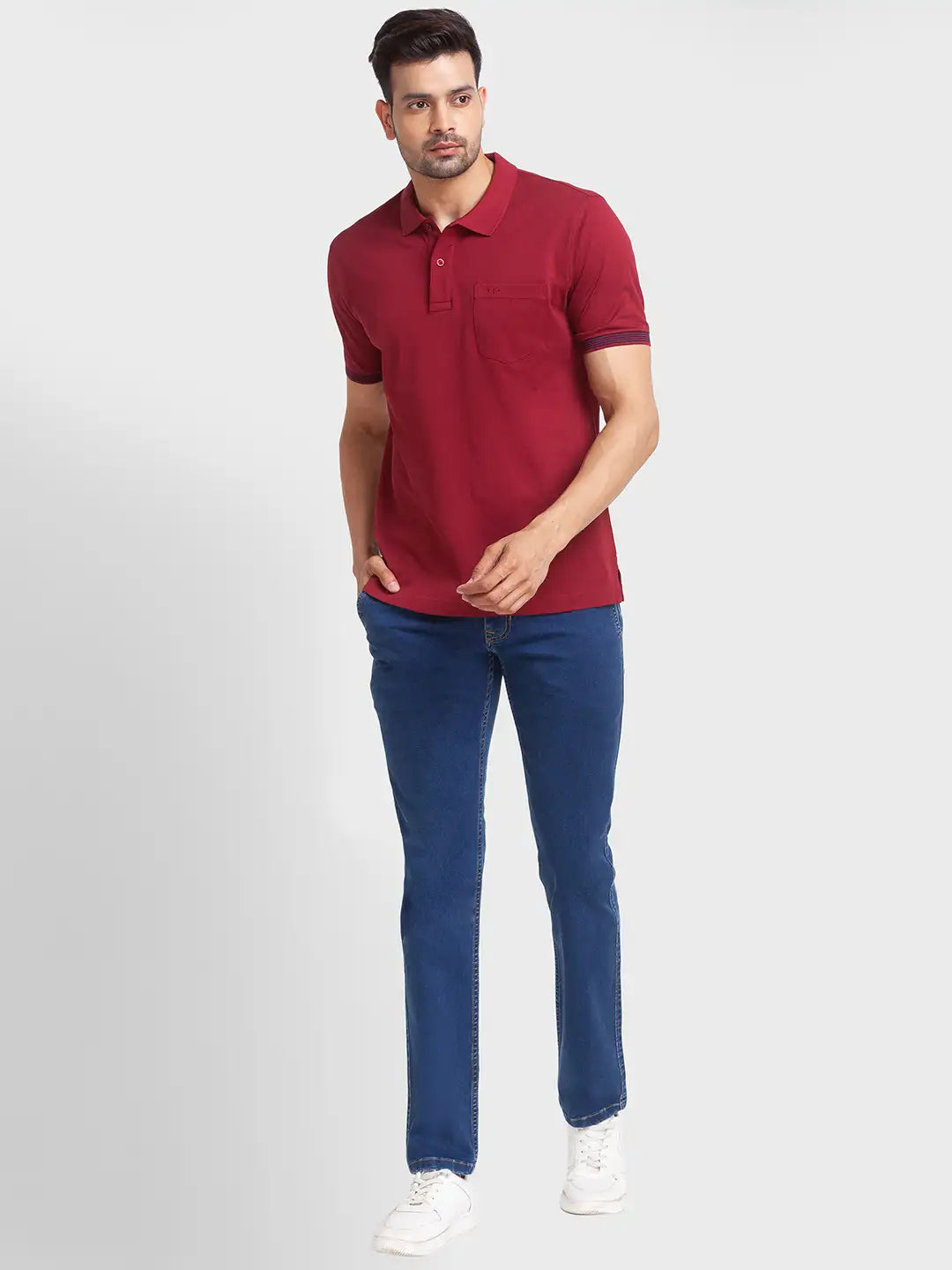 Men Tailored Fit Green Polo