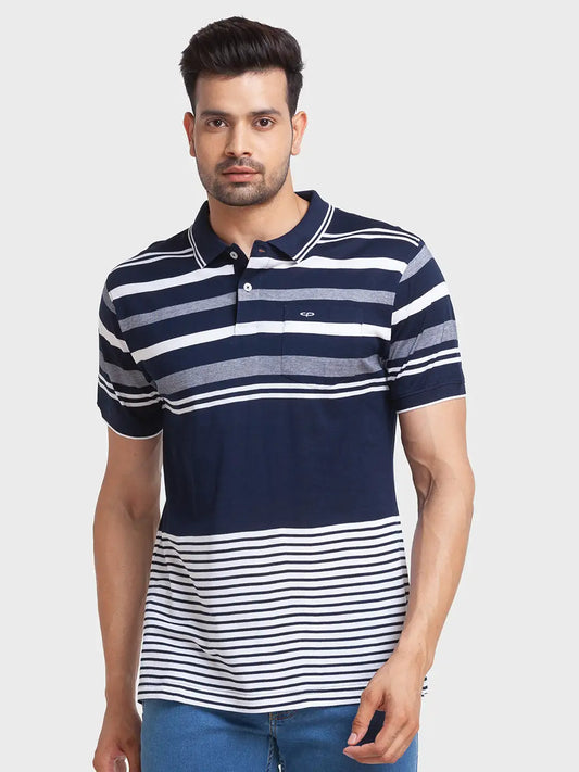 Men Tailored Fit Blue Polo