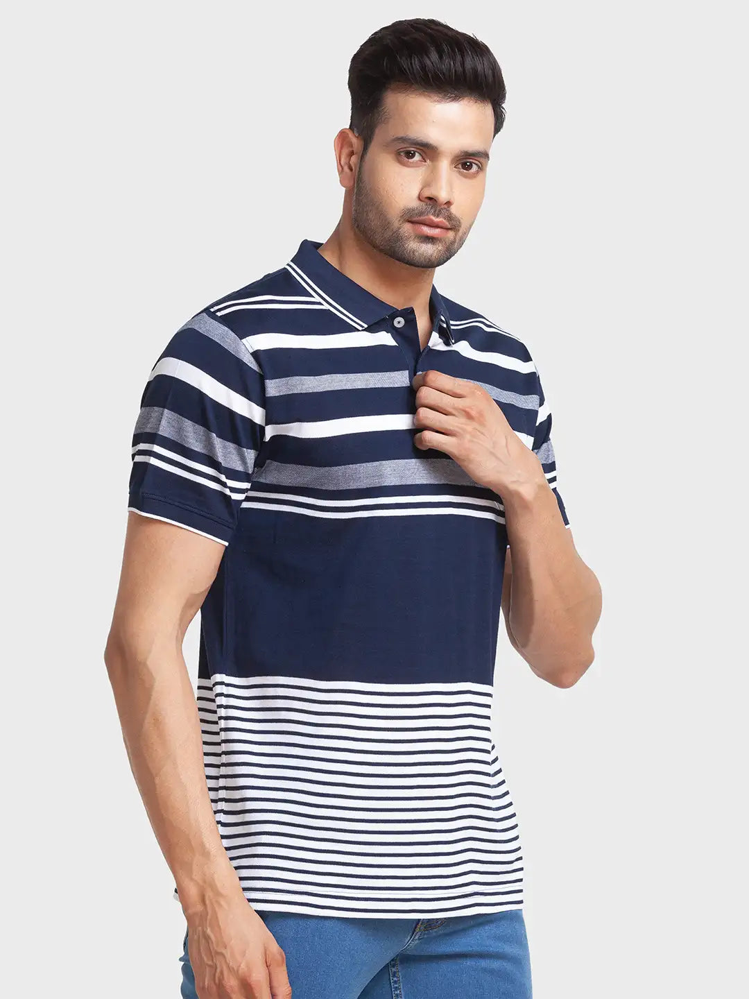 Men Tailored Fit Blue Polo