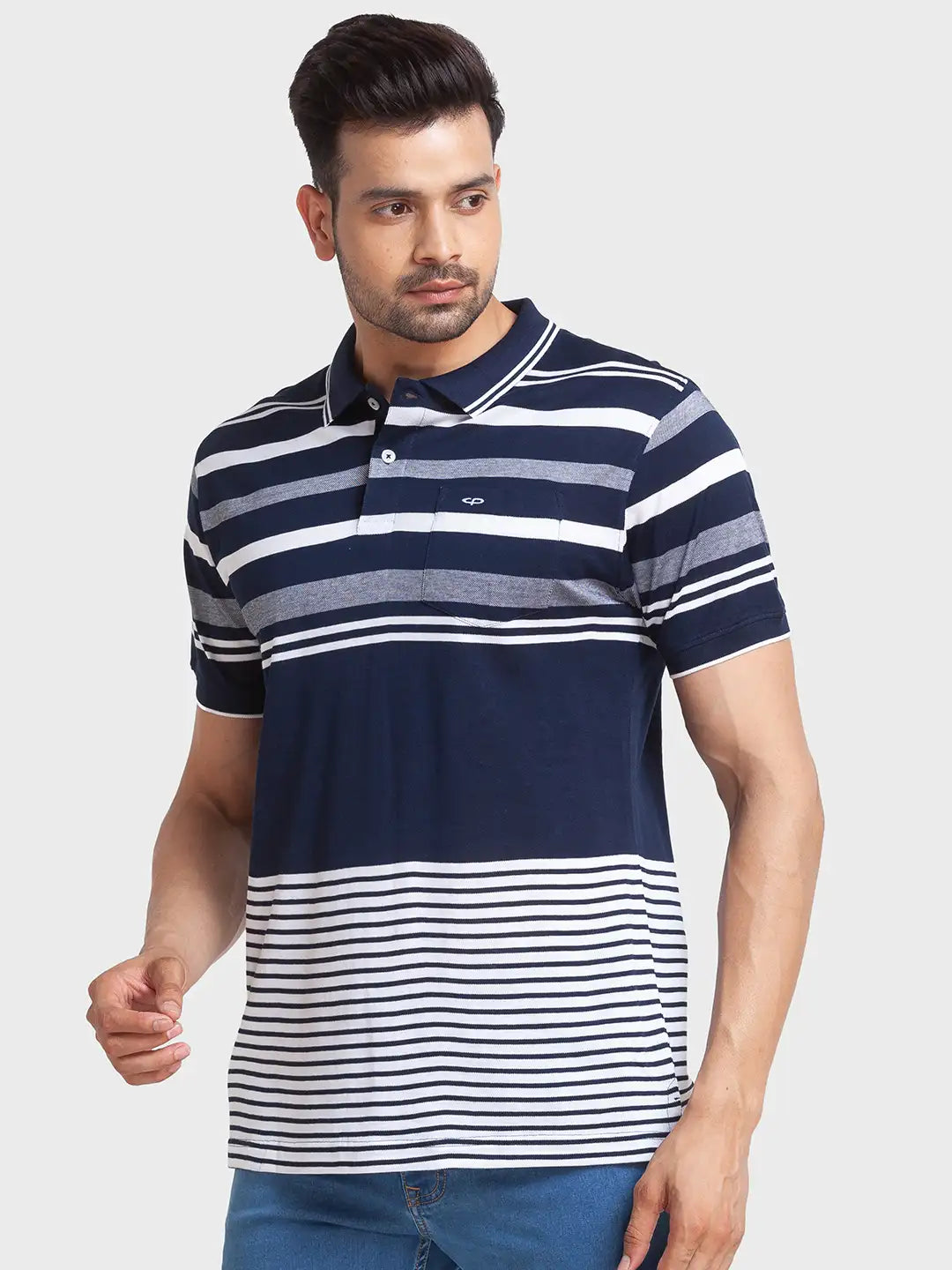 Men Tailored Fit Blue Polo