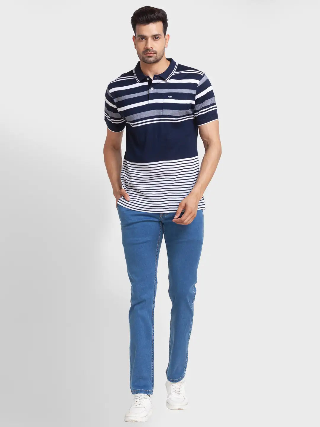 Men Tailored Fit Blue Polo