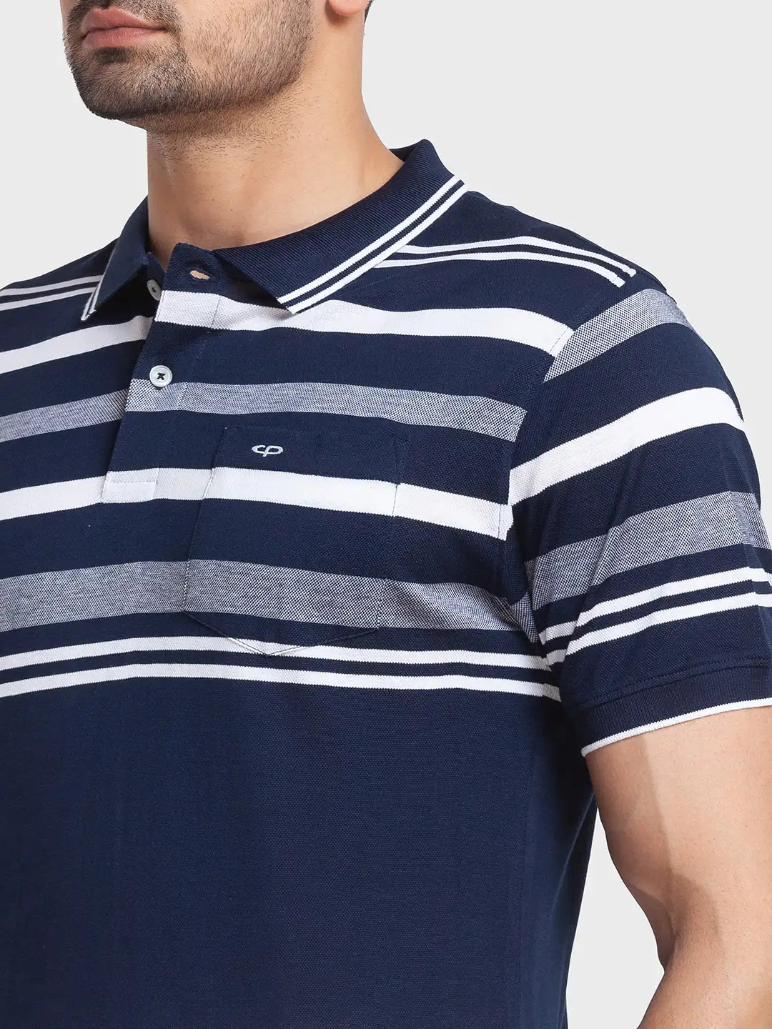 Men Tailored Fit Blue Polo