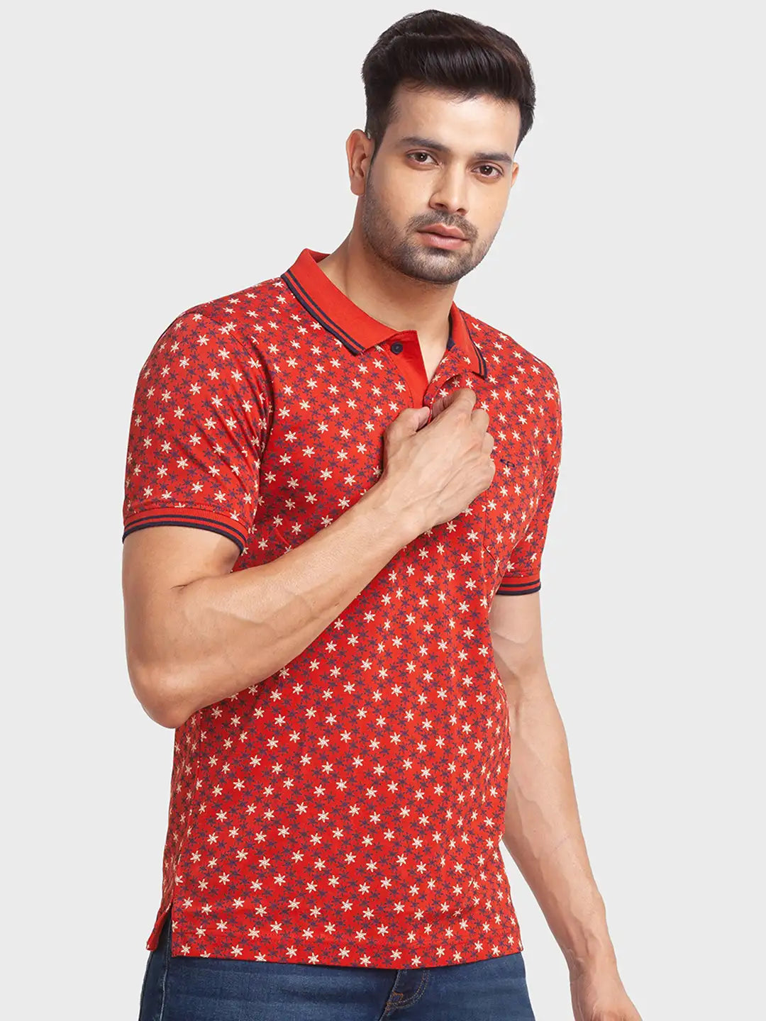 Men Tailored Fit Yellow Polo