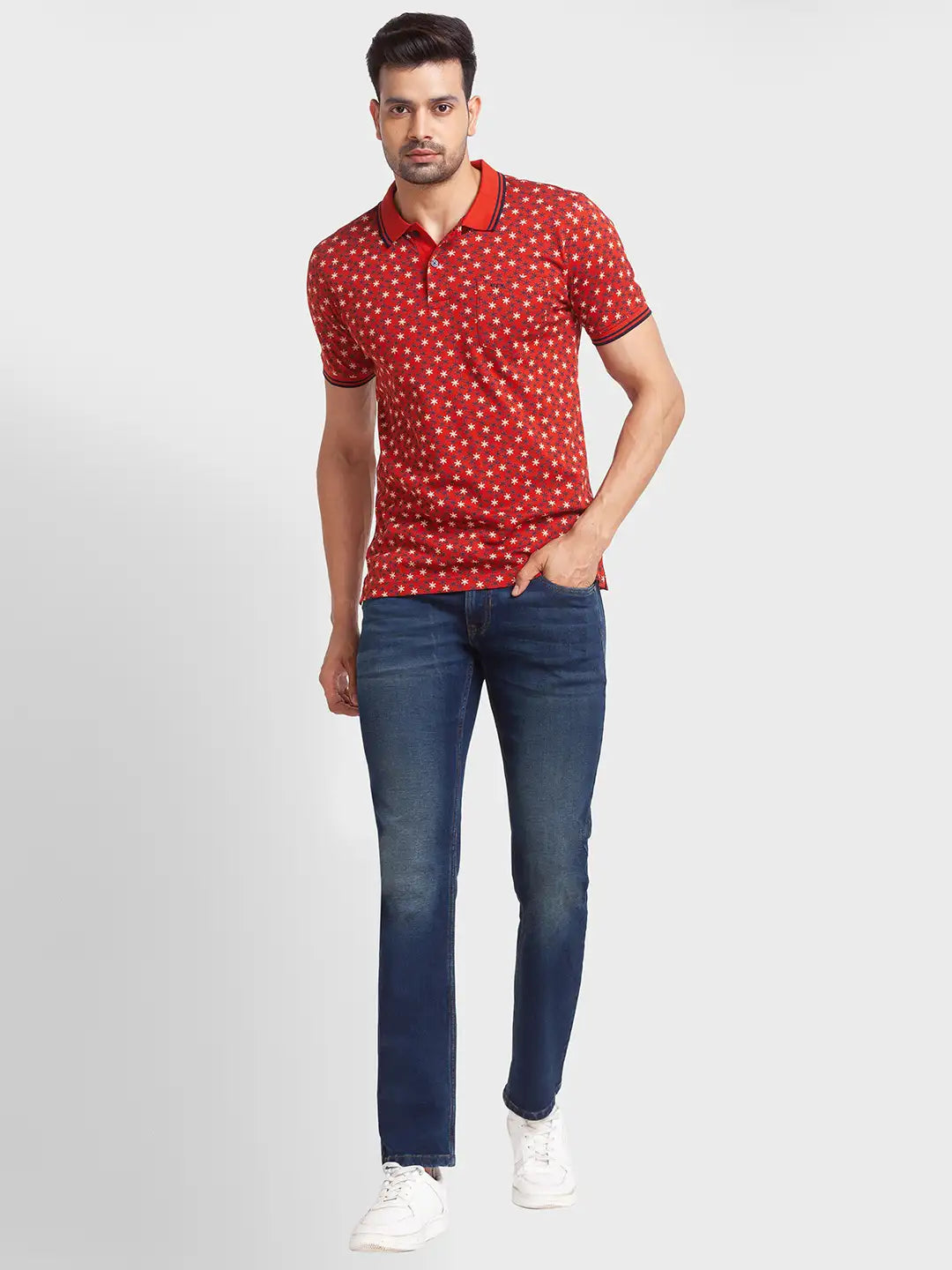 Men Tailored Fit Yellow Polo