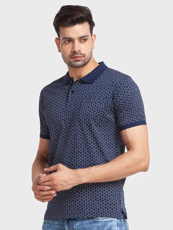 Men Tailored Fit Blue T-Shirt