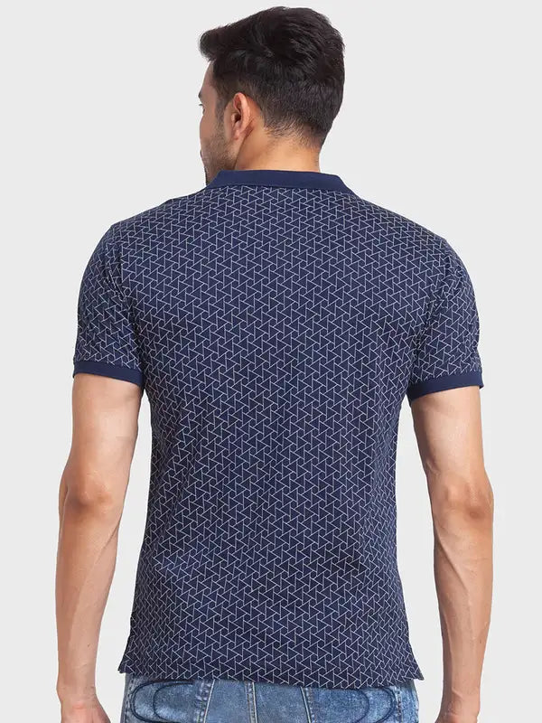Men Tailored Fit Blue T-Shirt