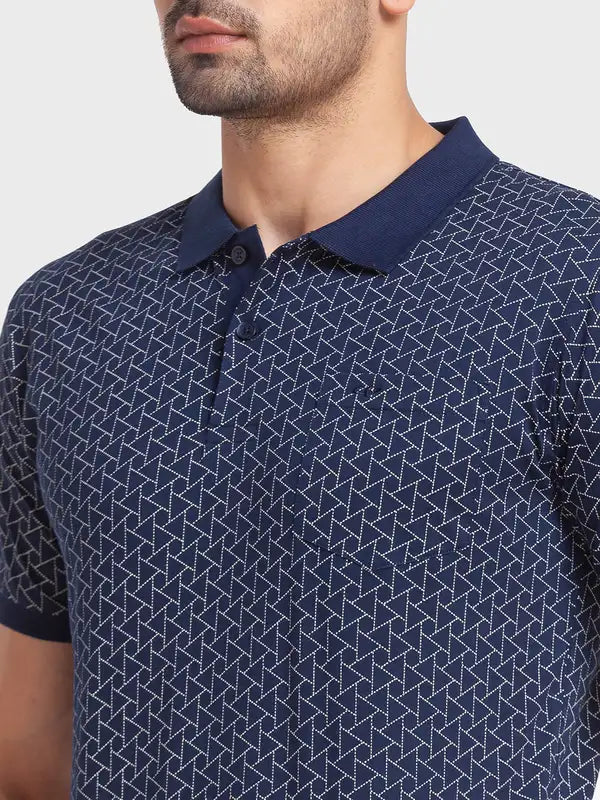 Men Tailored Fit Blue T-Shirt