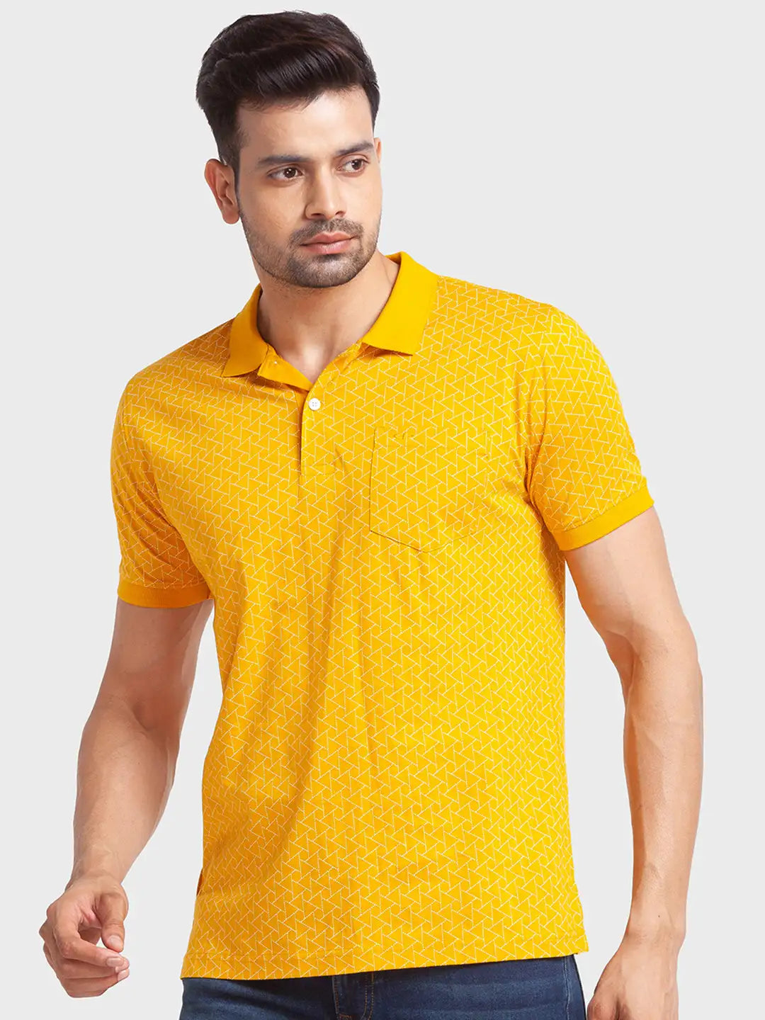 Men Tailored Fit Orange Polo