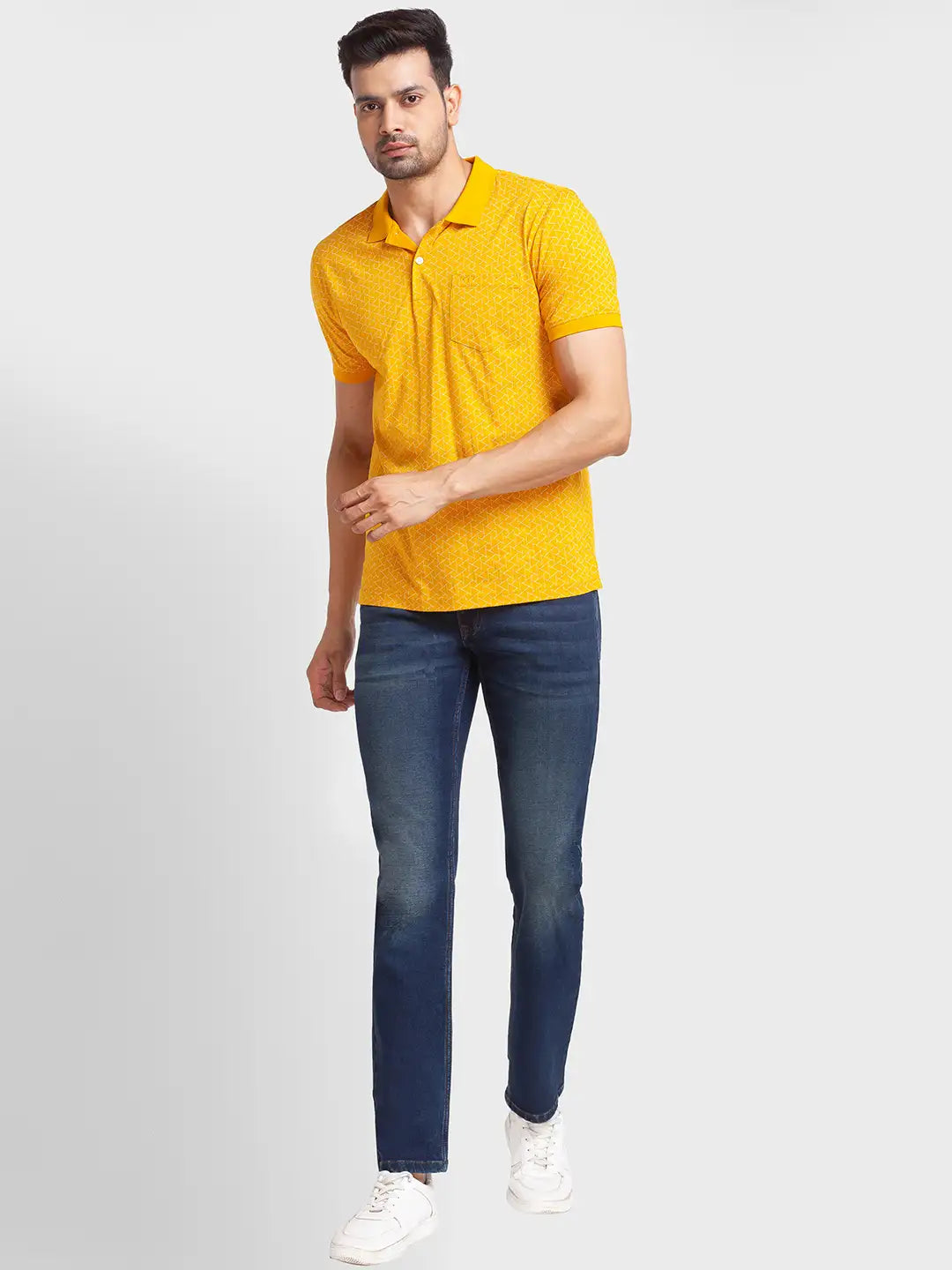 Men Tailored Fit Orange Polo
