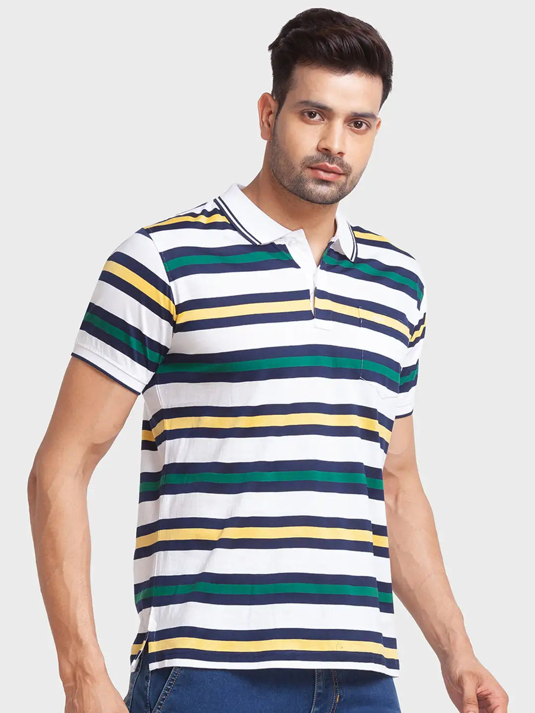 Men Tailored Fit Yellow Polo