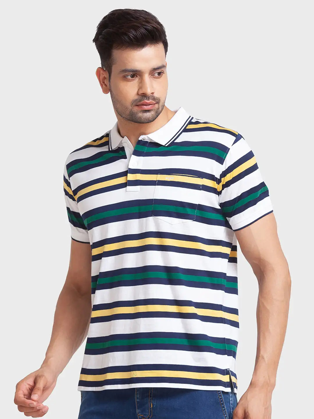 Men Tailored Fit Yellow Polo