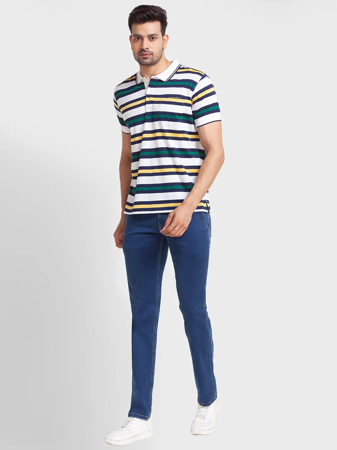 Men Tailored Fit Yellow Polo
