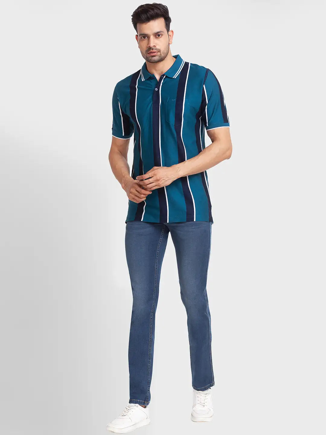 Men Tailored Fit Orange Polo