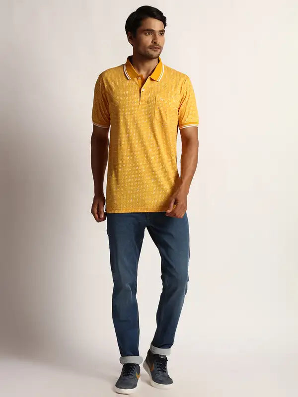 Men Tailored Fit Orange T-Shirt