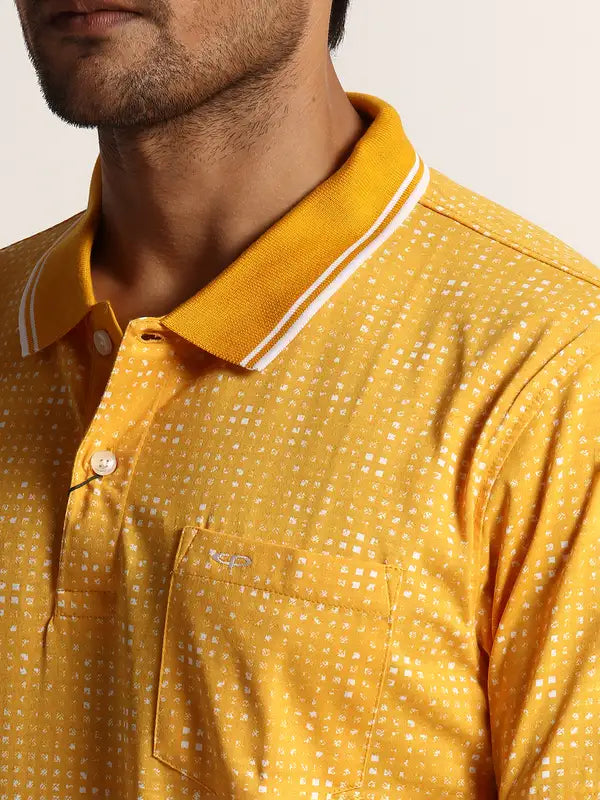 Men Tailored Fit Orange T-Shirt