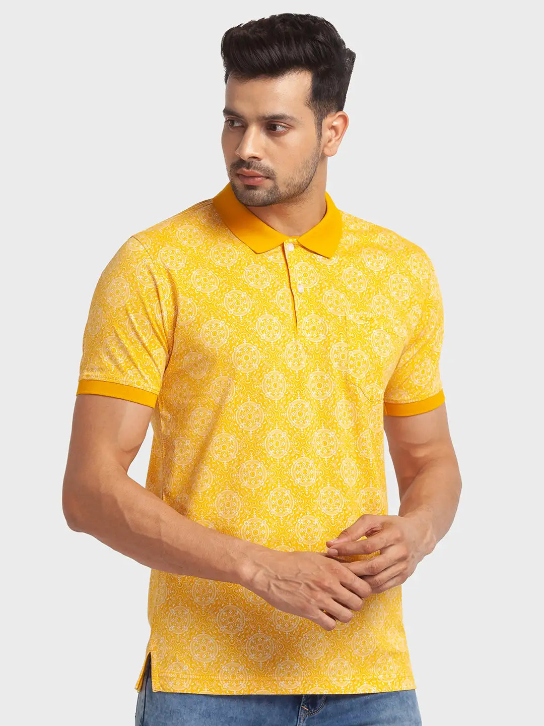 Men Tailored Fit Blue Polo