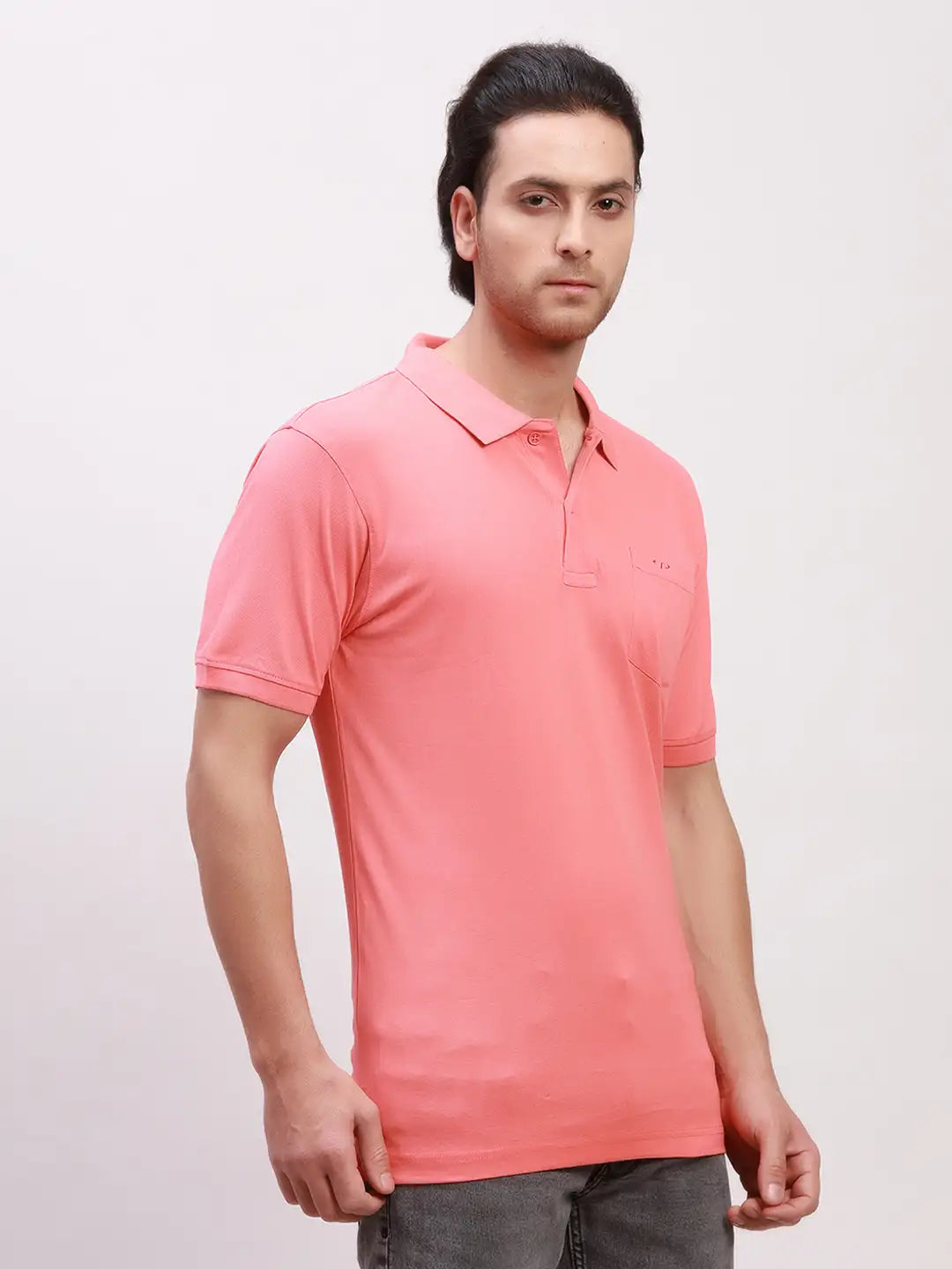 Colorplus Men Green Solid Tailored Fit Cotton T-Shirt