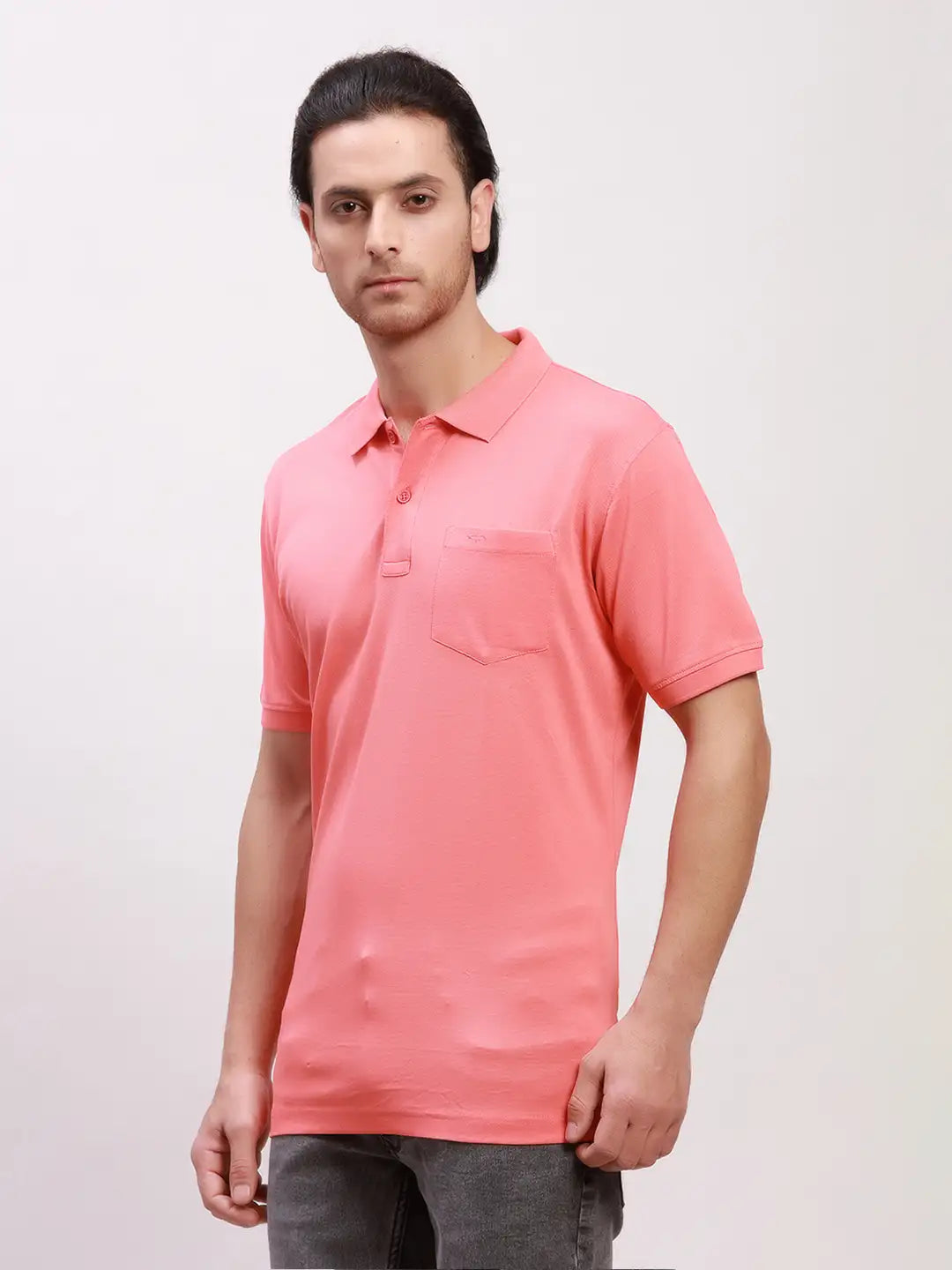Colorplus Men Green Solid Tailored Fit Cotton T-Shirt