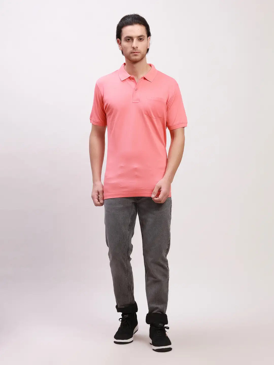 Colorplus Men Green Solid Tailored Fit Cotton T-Shirt