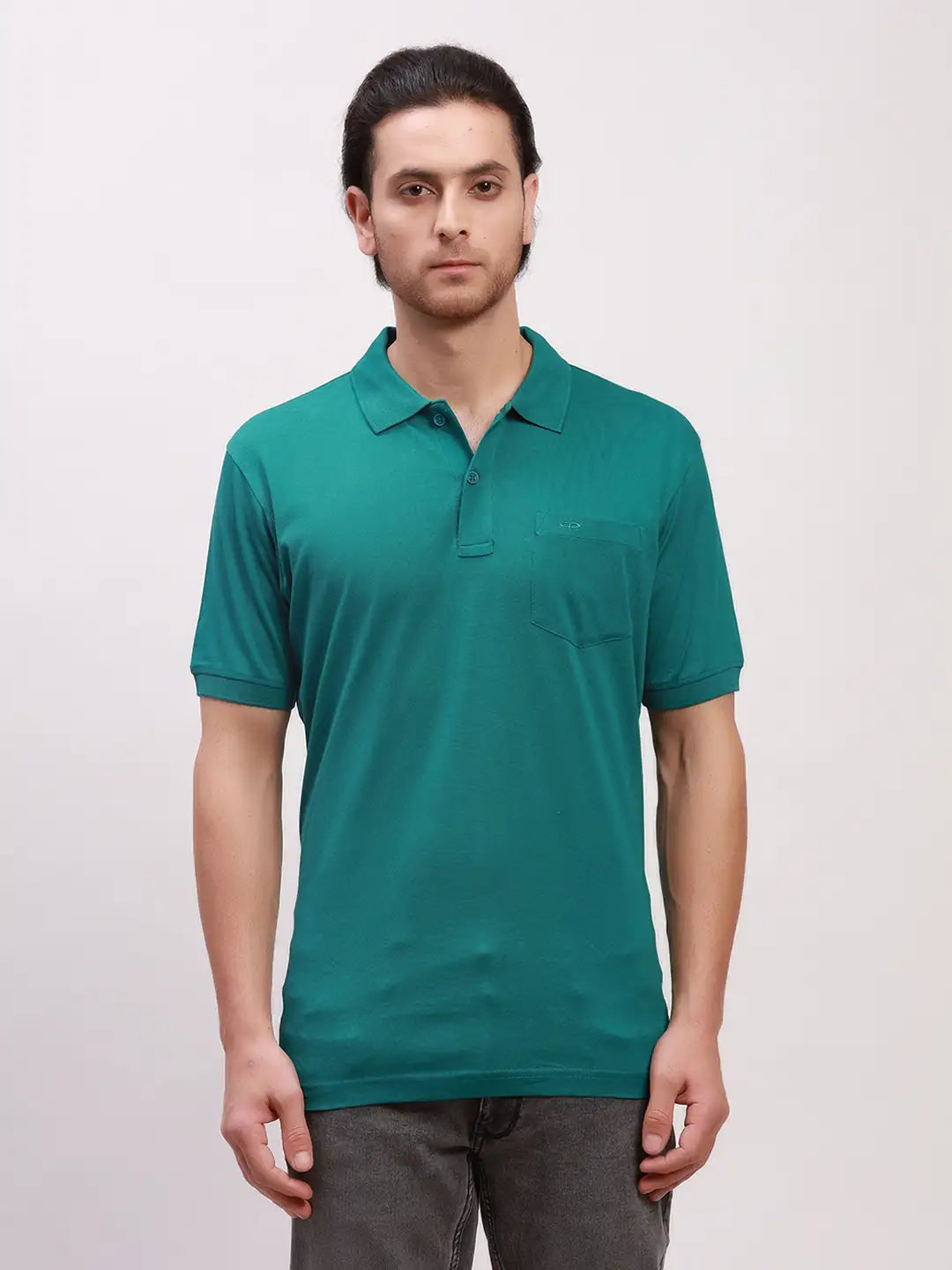 Colorplus Men Khaki Solid Piece Dyed Nuvo Fit Cotton Blend Trouser