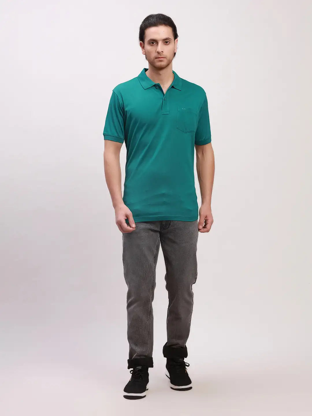 Colorplus Men Khaki Solid Piece Dyed Nuvo Fit Cotton Blend Trouser