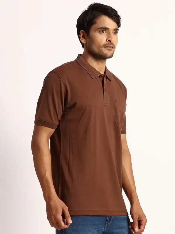Men Tailored Fit Blue T-Shirt