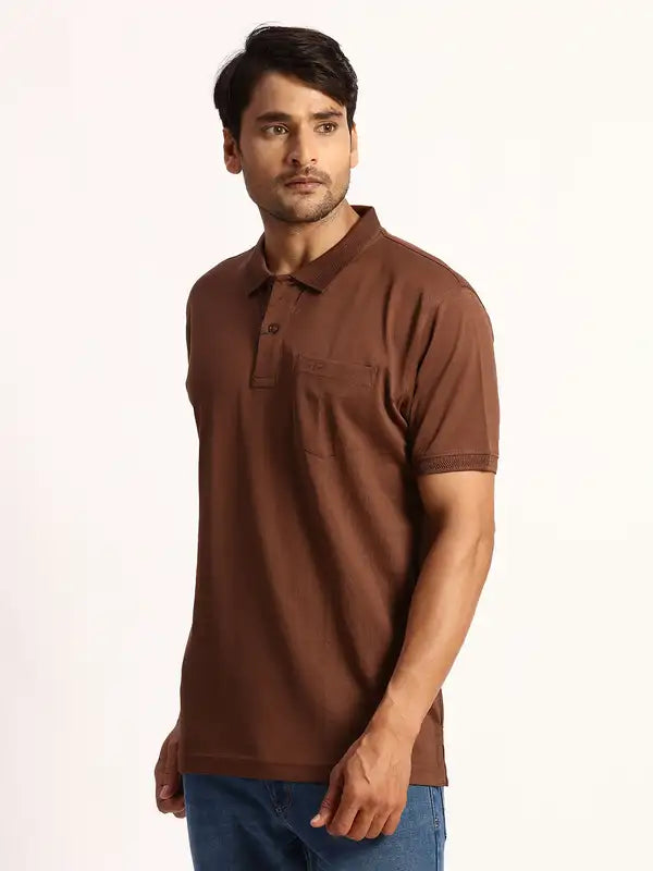 Men Tailored Fit Blue T-Shirt