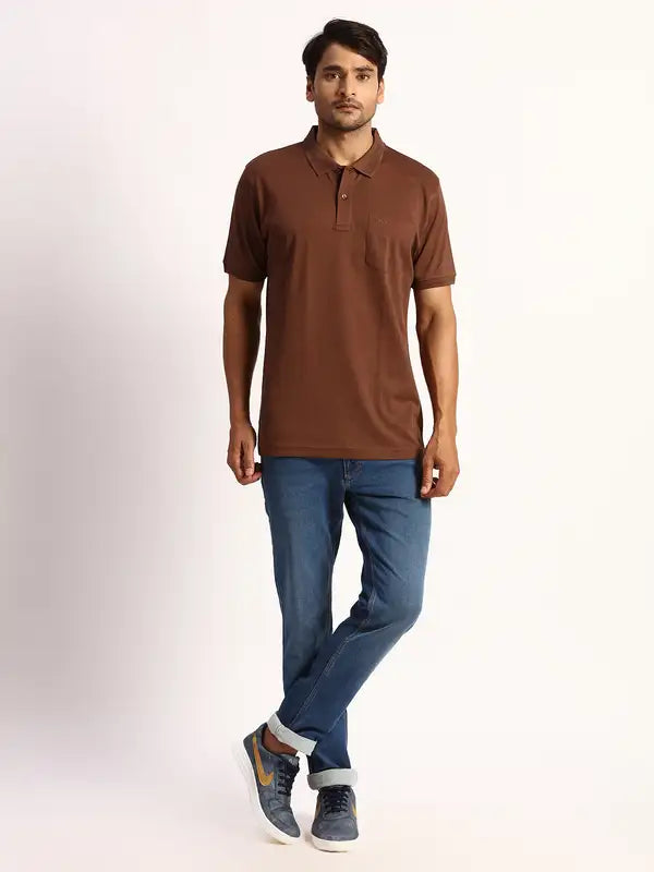 Men Tailored Fit Blue T-Shirt