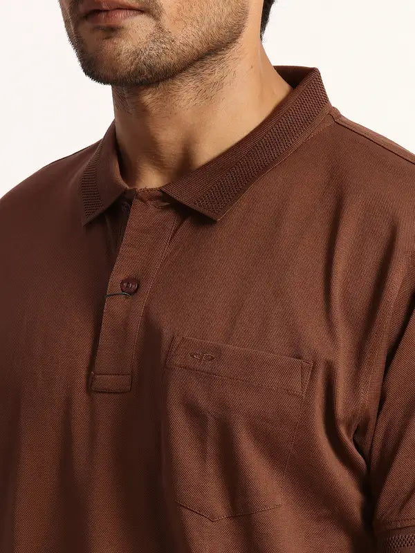 Men Tailored Fit Blue T-Shirt