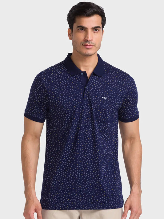 Men Navy Regular Fit Solid  Cotton Full Sleeve  T-Shirt