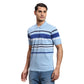 ColorPlus Men Navy Stripe Regular Fit Cotton Half Sleeve T-Shirt