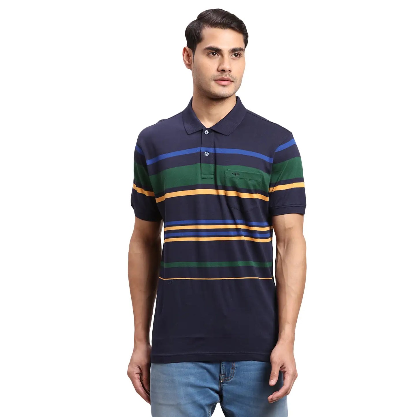 ColorPlus Men White Print Regular Fit Cotton Round Neck T-Shirt