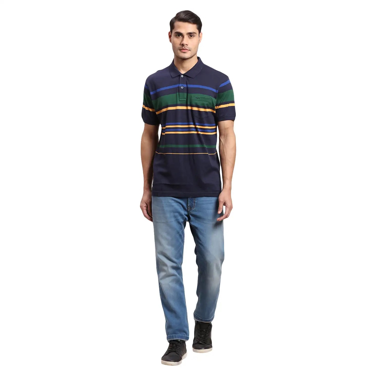 ColorPlus Men White Print Regular Fit Cotton Round Neck T-Shirt