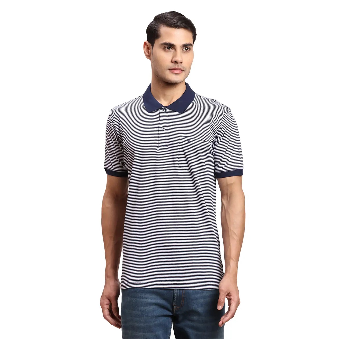 Men Brown Regular Fit Stripe Cotton Half Sleeve T-Shirt