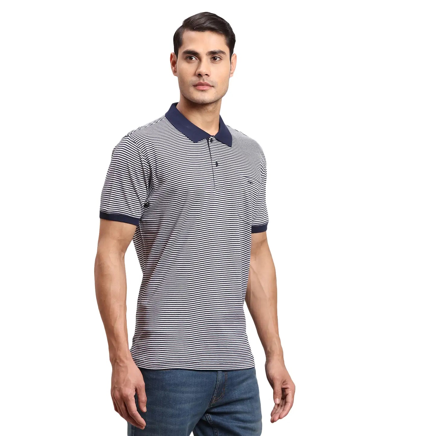 Men Brown Regular Fit Stripe Cotton Half Sleeve T-Shirt