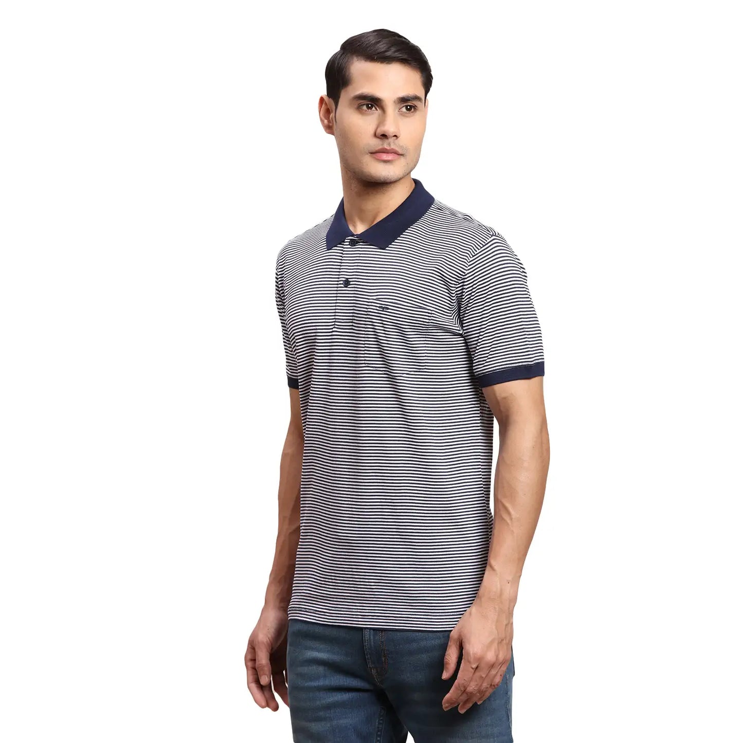 Men Brown Regular Fit Stripe Cotton Half Sleeve T-Shirt
