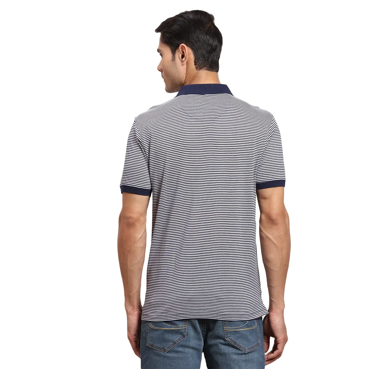 Men Brown Regular Fit Stripe Cotton Half Sleeve T-Shirt