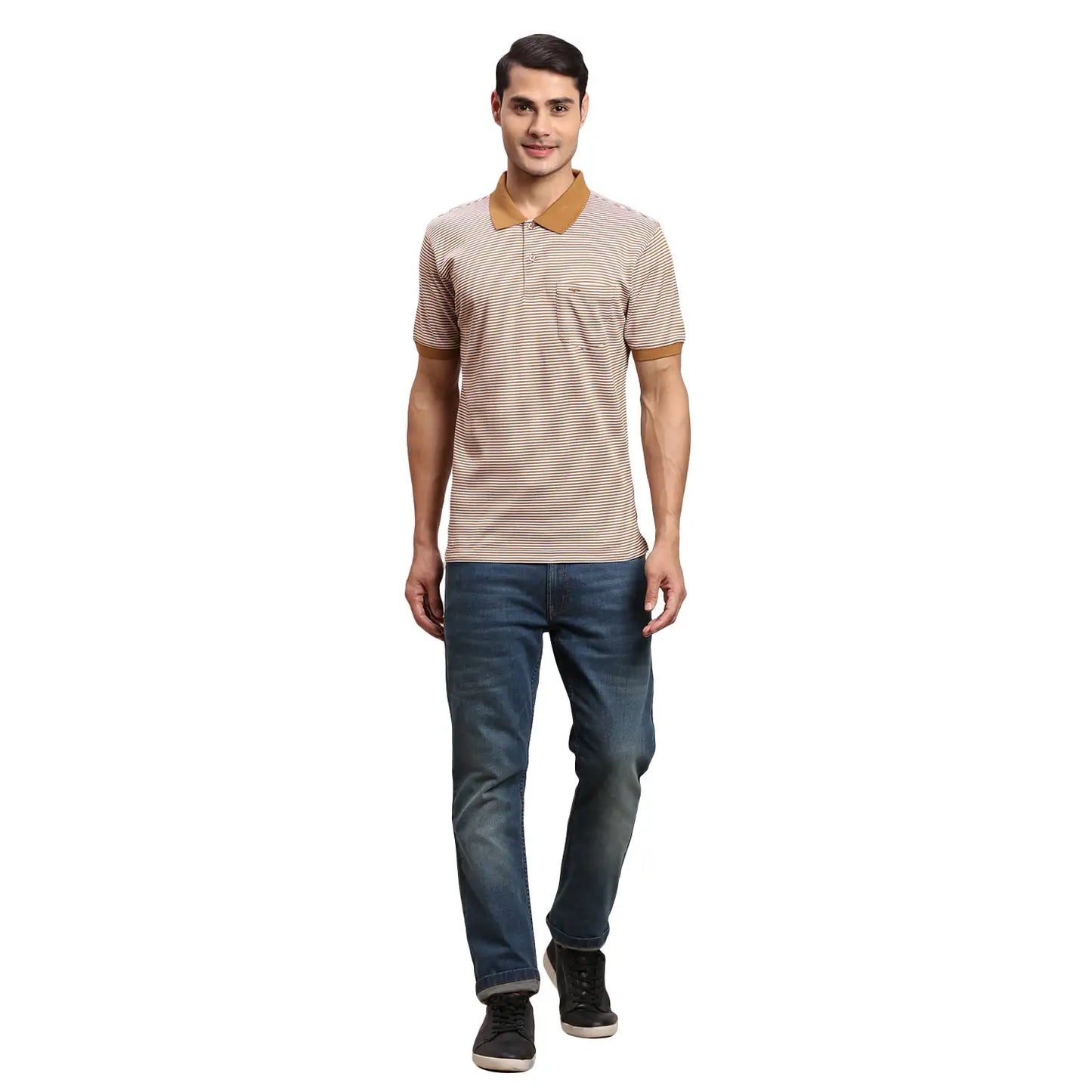 Men Blue Regular Fit Print Cotton Half Sleeve T-Shirt