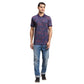 Men Blue Regular Fit Stripe Cotton Half Sleeve T-Shirt