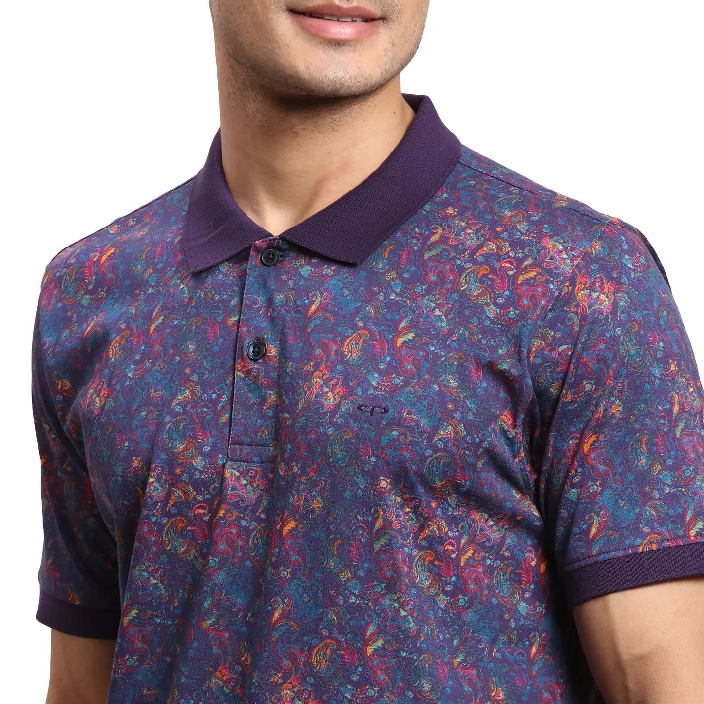 Men Blue Regular Fit Stripe Cotton Half Sleeve T-Shirt