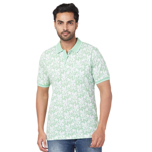 ColorPlus Men Red Print Regular Fit Cotton Half Sleeve T-Shirt
