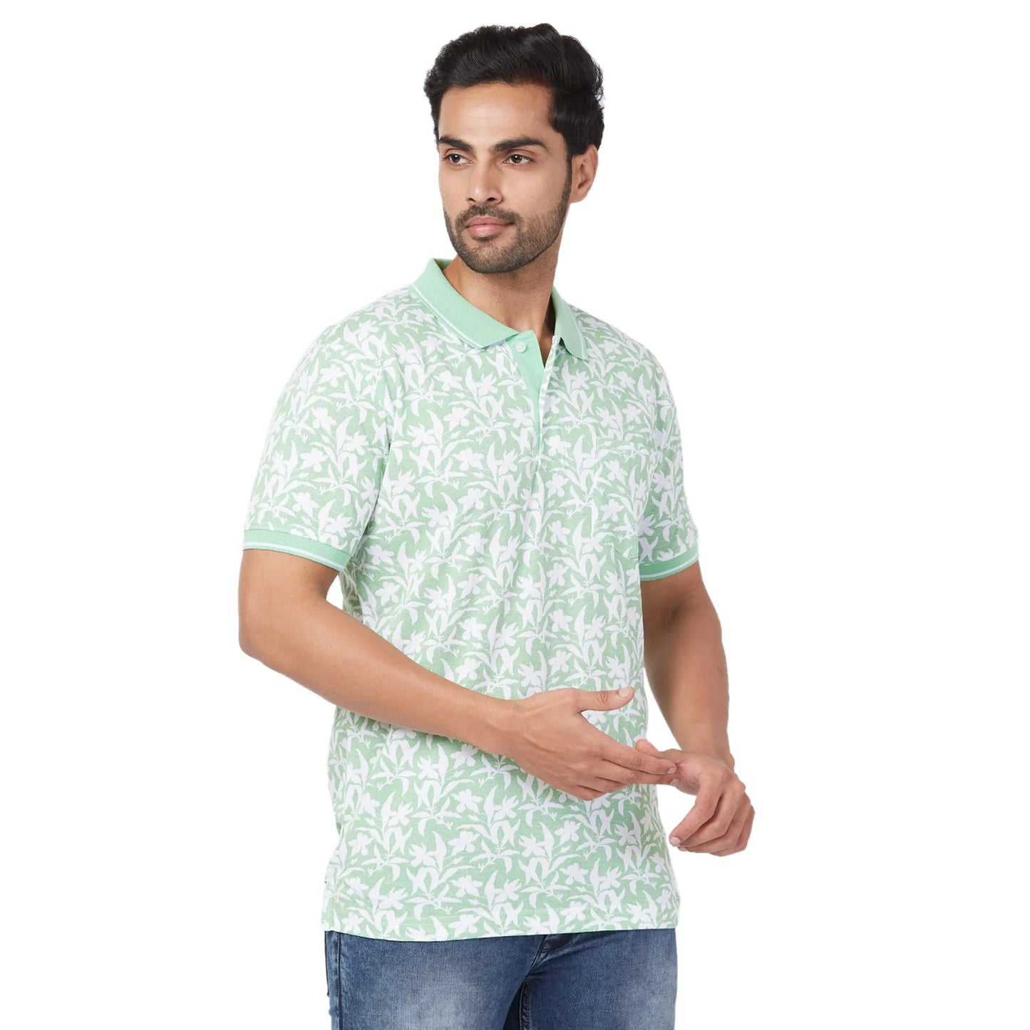 ColorPlus Men Red Print Regular Fit Cotton Half Sleeve T-Shirt