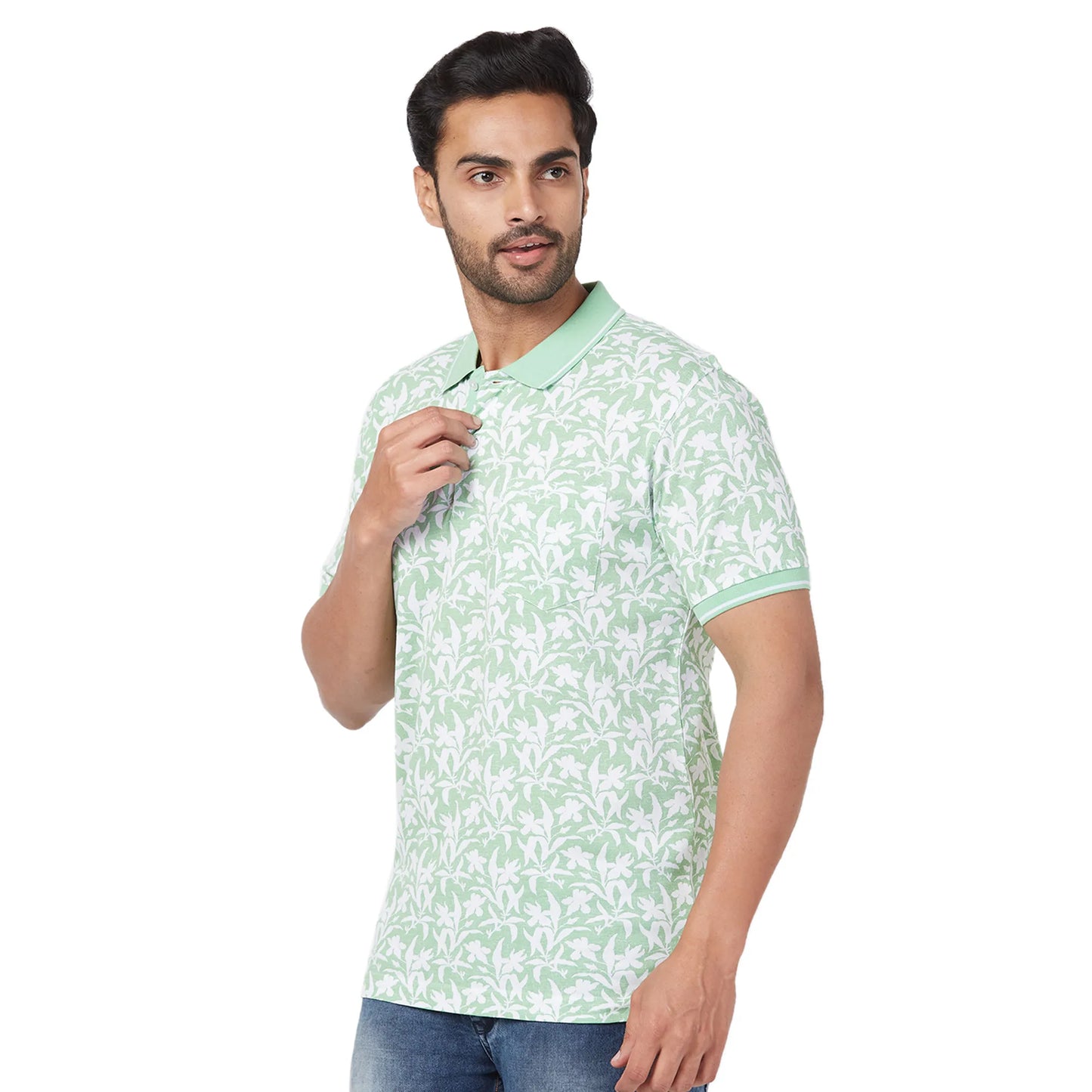 ColorPlus Men Red Print Regular Fit Cotton Half Sleeve T-Shirt