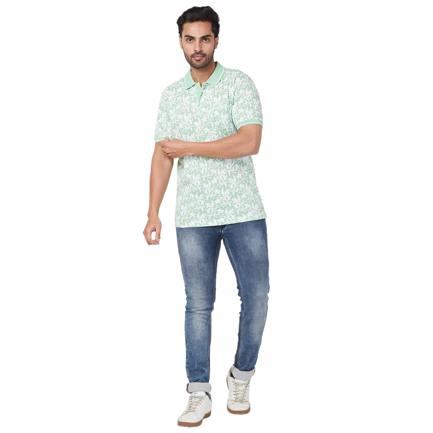 ColorPlus Men Red Print Regular Fit Cotton Half Sleeve T-Shirt