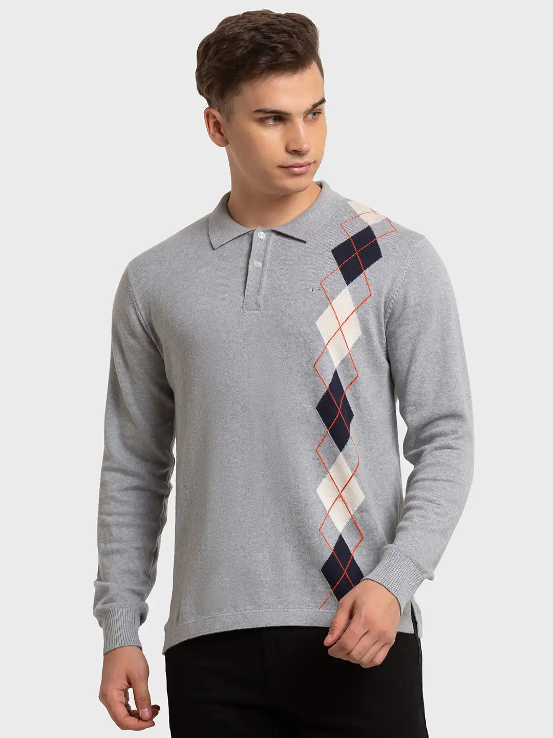 Men Tailored Fit Blue T-Shirt & Polo